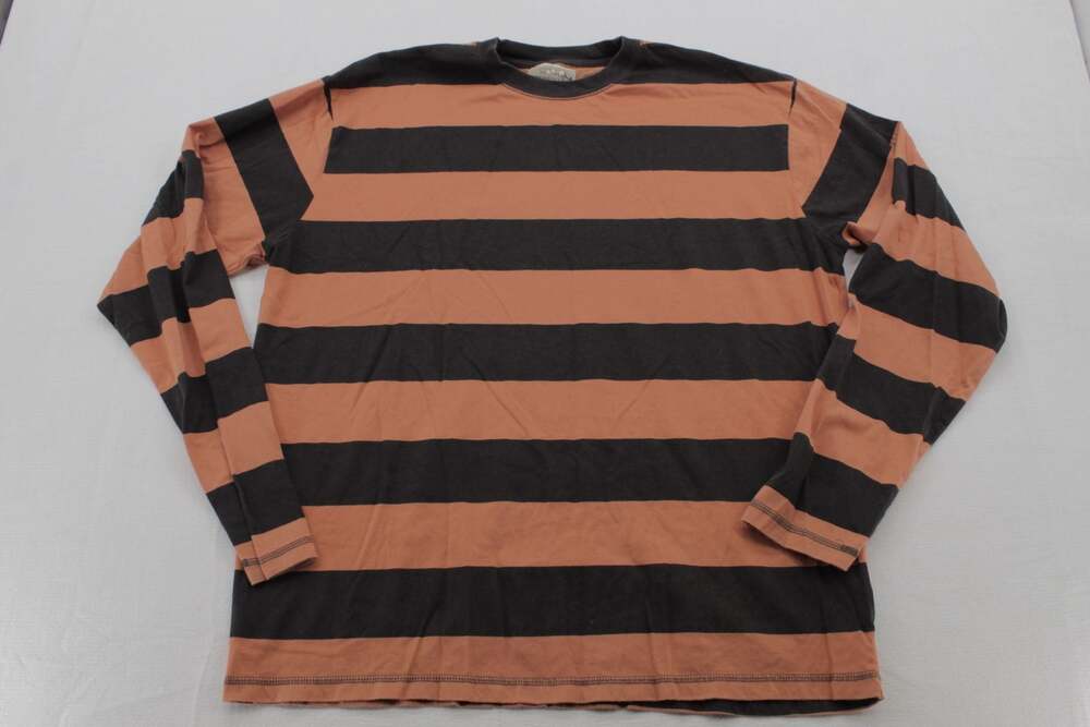 Springfield Men's Long Sleeve Crew Neck Striped T-Shirt Brown and Black